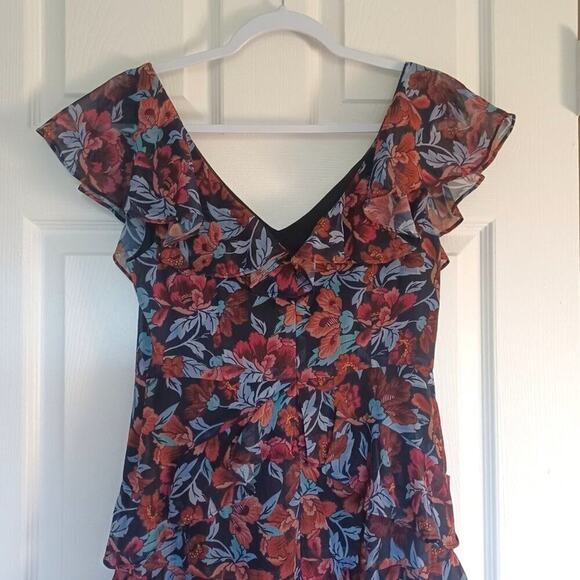 Majorelle Tina Chiffon Floral Tiered Midi Dress S - Picture 5 of 16